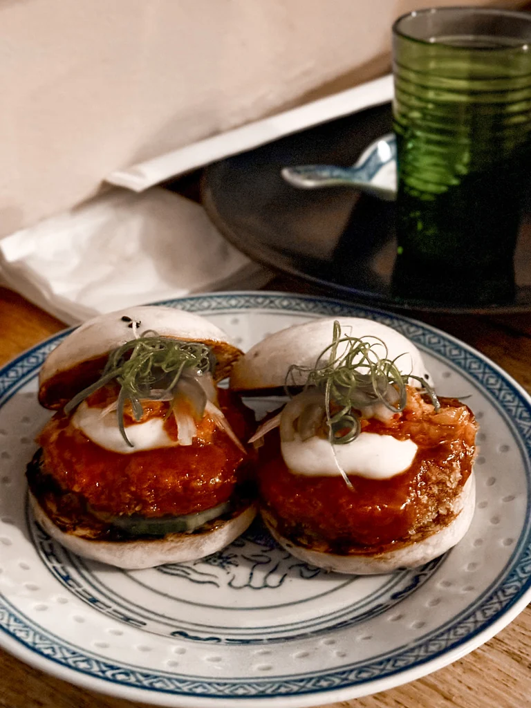 Bao buns served with garnishes at Bao Down