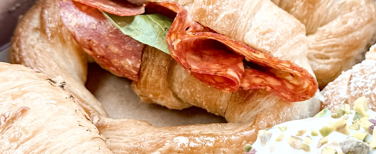 A selection of filled croissants and sweet pastries