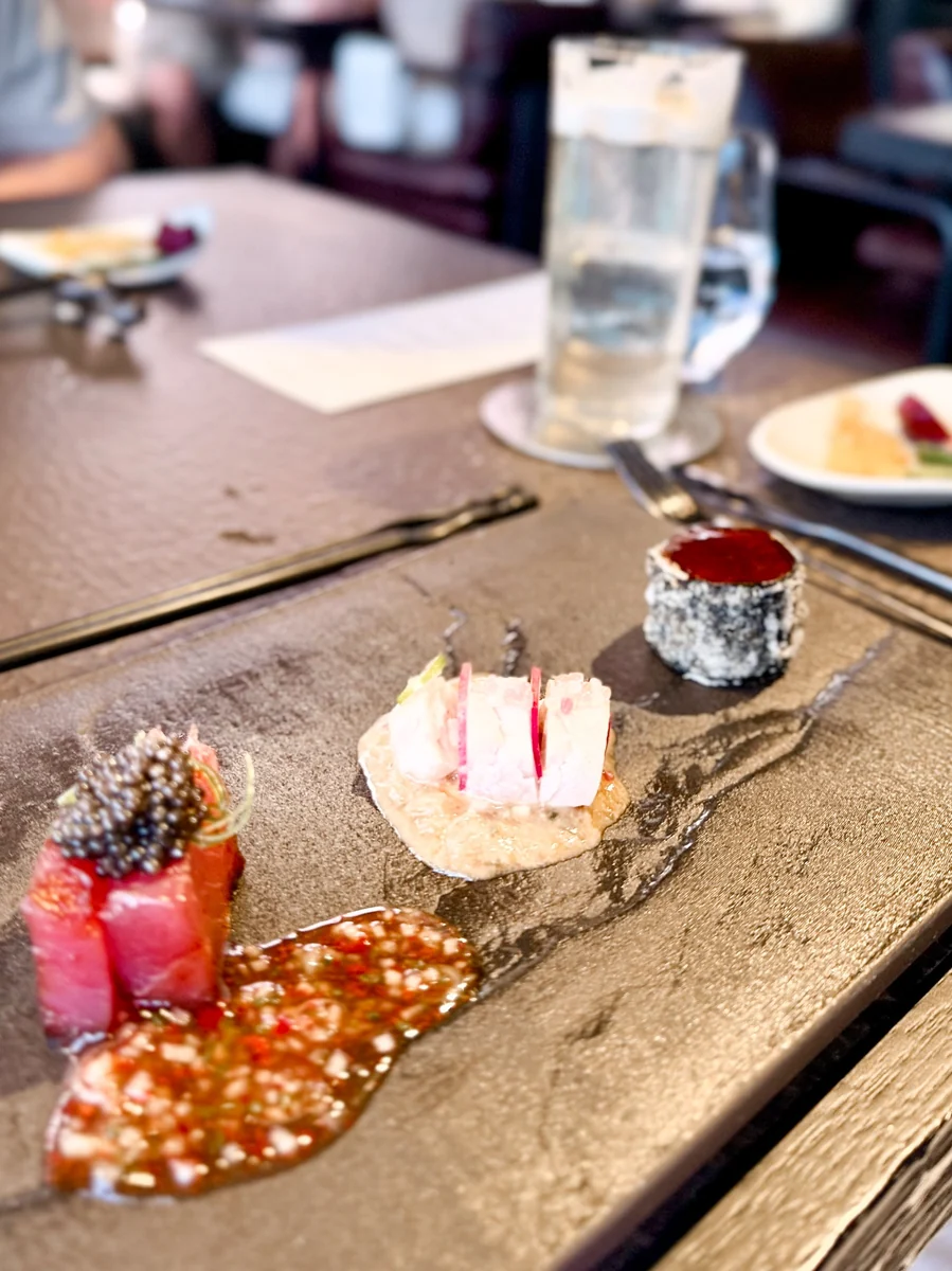 Sushi and small bites presented at FYN
