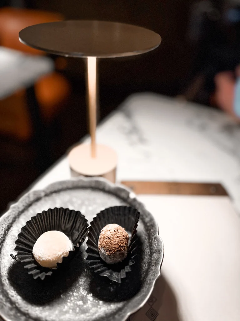Two dessert bites served at Nikkei